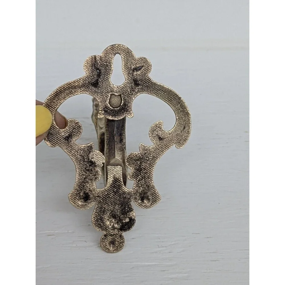 Antique Victorian Cast Brass Lion Gargoyle Wall Hook Coat Hat Gothic Mythical